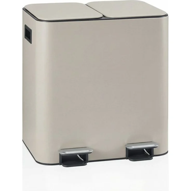 hjh OFFICE Mülleimer Mülleimer Clean 10 Eisen, Pulverbeschichtet, Mülltrennsystem Küche mit 2 Fächern, Abfalleimer 30 Liter (2 x 15L) – Bild 4