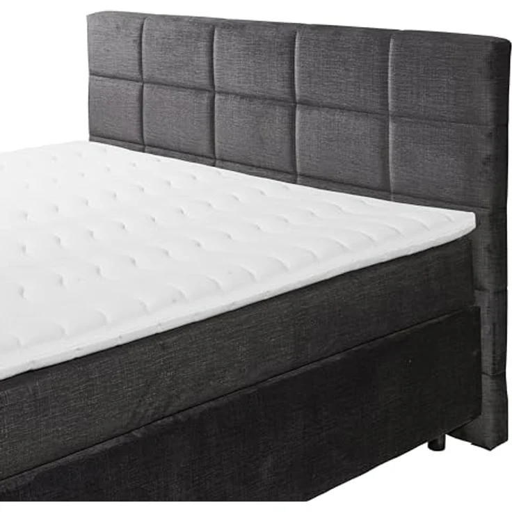 NAVARRA 6 Boxspringbett 160x200, Schwarz - Bequemes Doppelbett mit 7-Zonen-Federkern Matratze & Kaltschaum Topper - 163 x 113 x 210 cm (B/H/T) – Bild 6