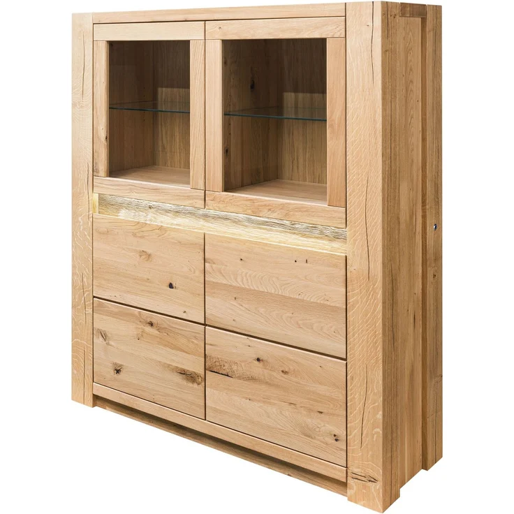 Highboard Wildeiche 123 x 40 x 142 beige geölt KENT #204 – Bild 1
