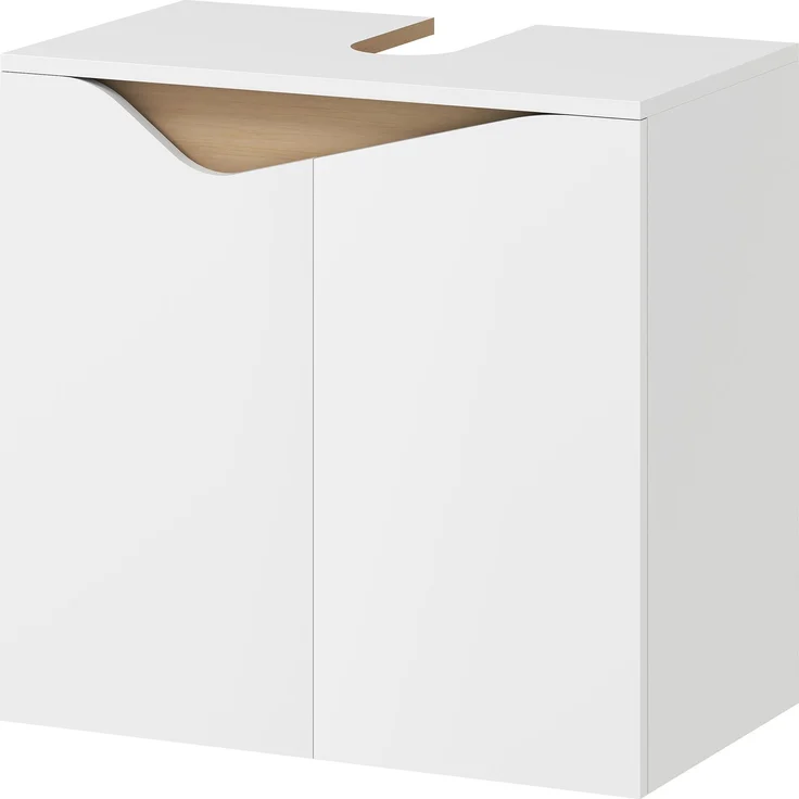 Mobiler Waschtischunterschrank mit 2 gedämpften Türen für Waschbecken ohne Sockel, 60 x 35 x 57,9 cm, Weiß – Bild 2