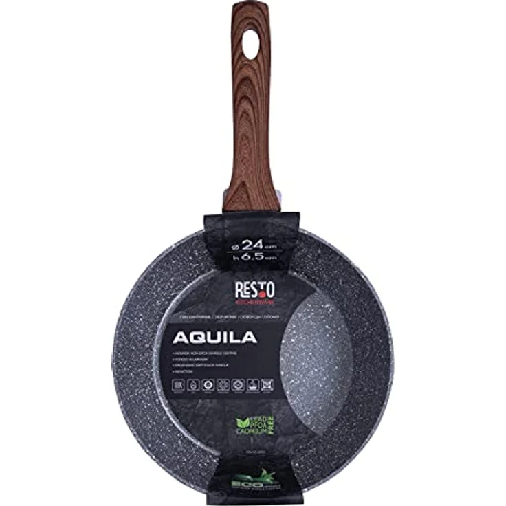 RESTO Kitchenware Bratpfanne Aquila, tiefe Schmorpfanne langlebig und spülmaschinenfest, Aluminium (1-tlg), mit ergonomischem weichem Griff in Holzoptik – Bild 8
