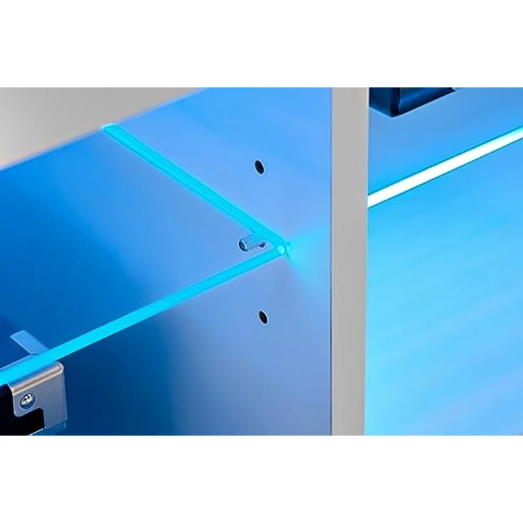 Komodee Hängevitrine Tivoli, Schwarz-Weiß, Glas, 2 Fächer, Rechteckig, 100x50x29.5 cm, optionale LED-Beleuchtung – Bild 6