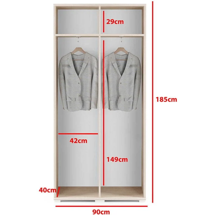 Jerpax Garderoben-Set CLEO, Moderner Kleiderschrank mit Polsterplatten und Schuhschrank – Ideal für Flur und Eingangsbereich (Artisan/Schwarz, Trinity 16), 185 x 40 x 190 cm – Bild 5