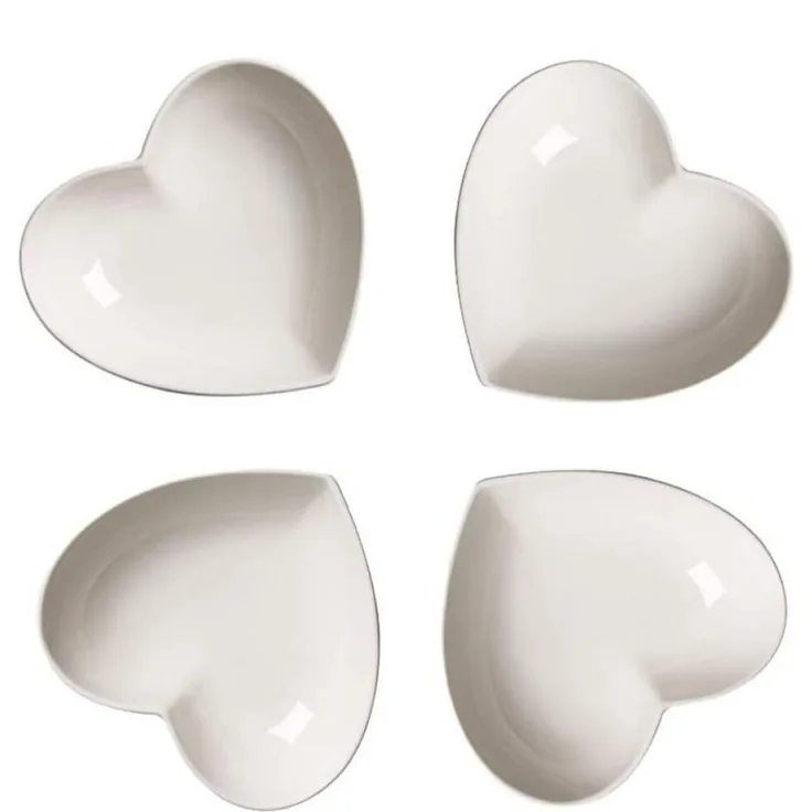 FELIXLEO Servierschale Niedliche Keramik Schale in Herzform 4 teilig 12cm, (1-tlg)