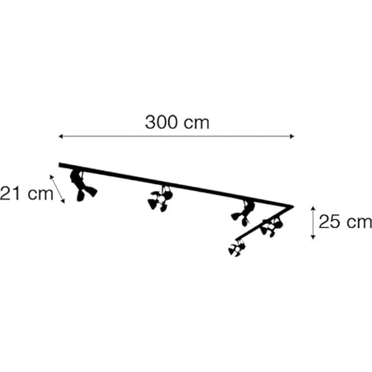 QAZQA Modern Schienensystem Komplettset, 5-flammiger Deckenspot, dimmbar, Schwarz, für Innenbeleuchtung – Bild 4