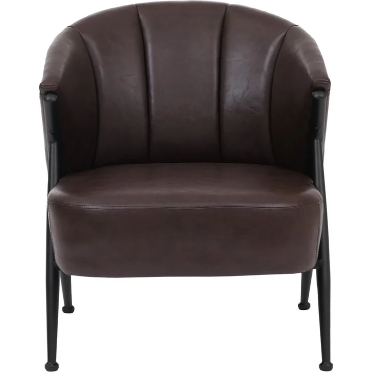 Sessel HWC-P30, Polster-/Cocktail-/Clubsessel Lounge Chair Vintage Retro Industrial Metall Kunstleder ~ dunkelbraun – Bild 5