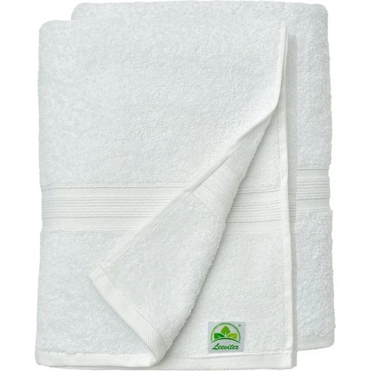 leevitex® Duschtuch 2er Set Duschtuch Frottier XL, 70 x 140 cm, saugfähig und fusselfrei, gestreifte Bordüre – Bild 4
