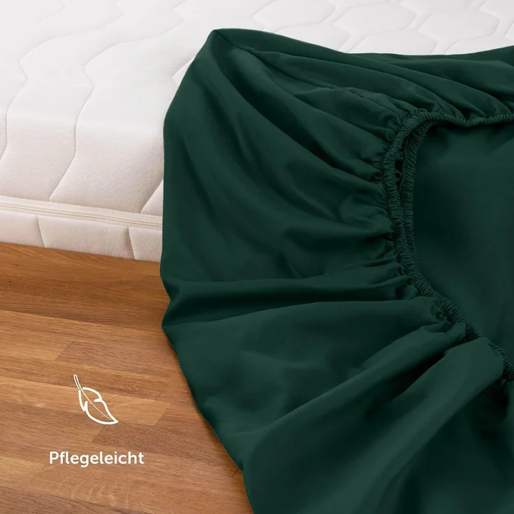 Blumtal® Spannbettlaken 140x200 cm - Bettlaken 140x200 aus Microfaser - Oekotex zertifiziertes Spannbetttuch 140x200 cm / 140x200 Spannbettlaken - Leintuch 140x200 cm - Bettspanntuch - Dunkelgrün – Bild 5