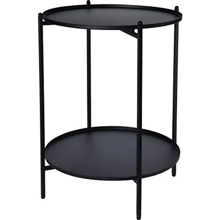 Spetebo Beistelltisch Metall Beistelltisch klappbar schwarz - Ø 35 cm