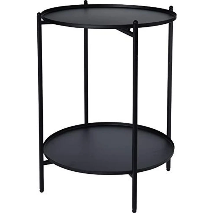 Spetebo Beistelltisch Metall Beistelltisch klappbar schwarz - Ø 35 cm – Bild 1