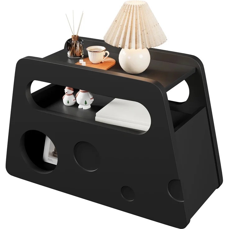 Beistelltisch aus MDF/Spanplatte mit Rollen & Ablagefläche, 81x33x51,5 cm, Weiß – Bild 8