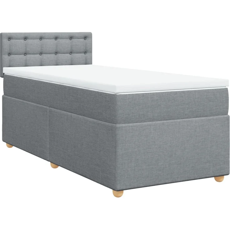 vidaXL Boxspringbett mit Matratze Hellgrau 90x200 cm Stoff 3288877 – Bild 3