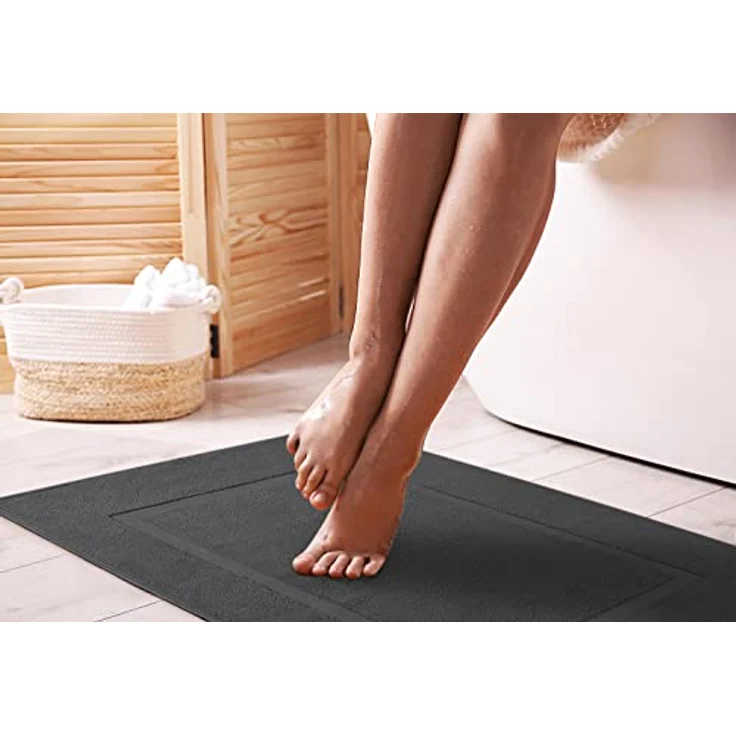 Utopia Towels Waschbare Badematte aus Baumwolle, 53,3x86,4 cm, Dunkelgrau, 2 Stück – Bild 3