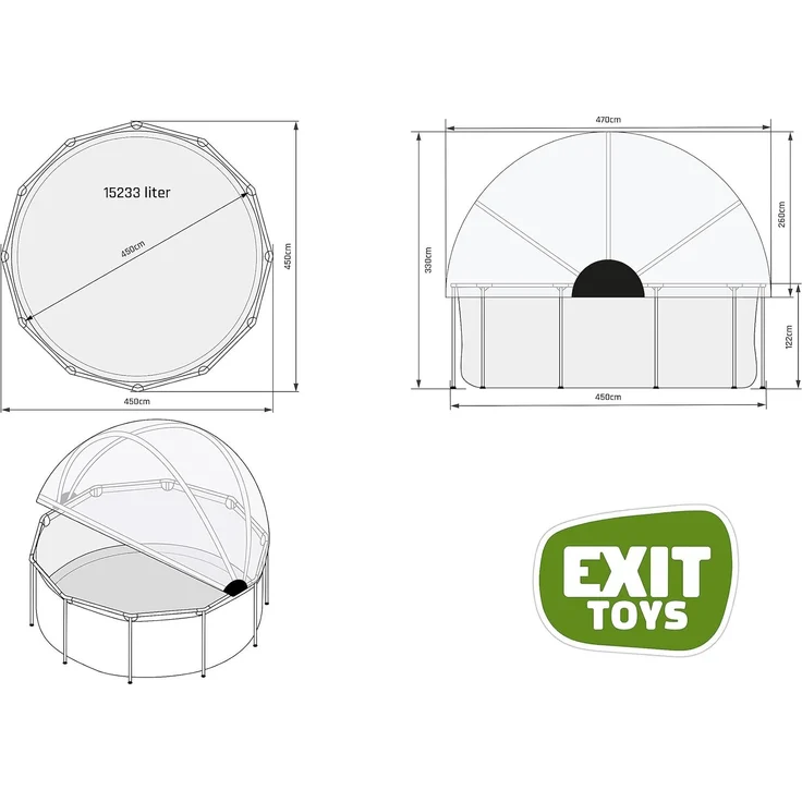 Exit Aufstellpool Framepool mit Dach | Grau | 450x122 cm – Bild 4
