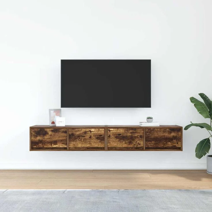 2 pcs TV-Schrank, Lowboard Räuchereiche 80x31x25,5 cm Holzwerkstoff – Bild 3