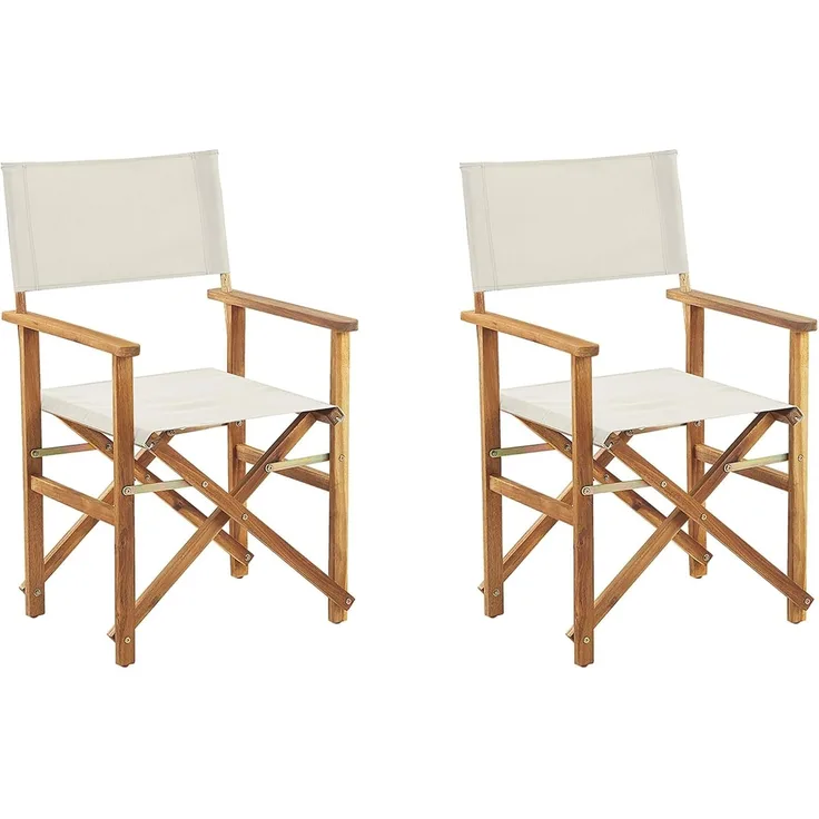 Gartenstuhl 2er Set CINE Akazienholz Cremeweiß