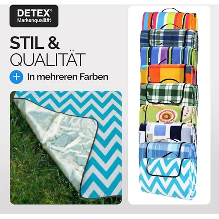 DETEX® Picknickdecke, 200x200 cm, blau/weiß – Bild 10
