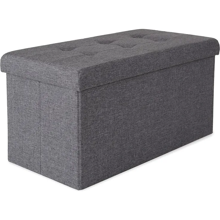 dibea faltbarer Sitzhocker / Aufbewahrungsbox, Sitzbank aus Leinen, 76 x 38 x 38 cm, grau