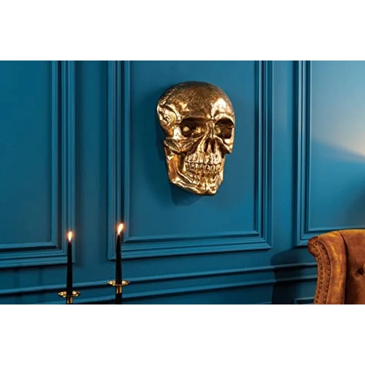 riess-ambiente Wanddekoobjekt SKULL XXL 40cm gold (Einzelartikel, 1 St), Metall · Totenkopf · Deko-Schädel · Schlafzimmer · Wohnzimmer – Bild 2