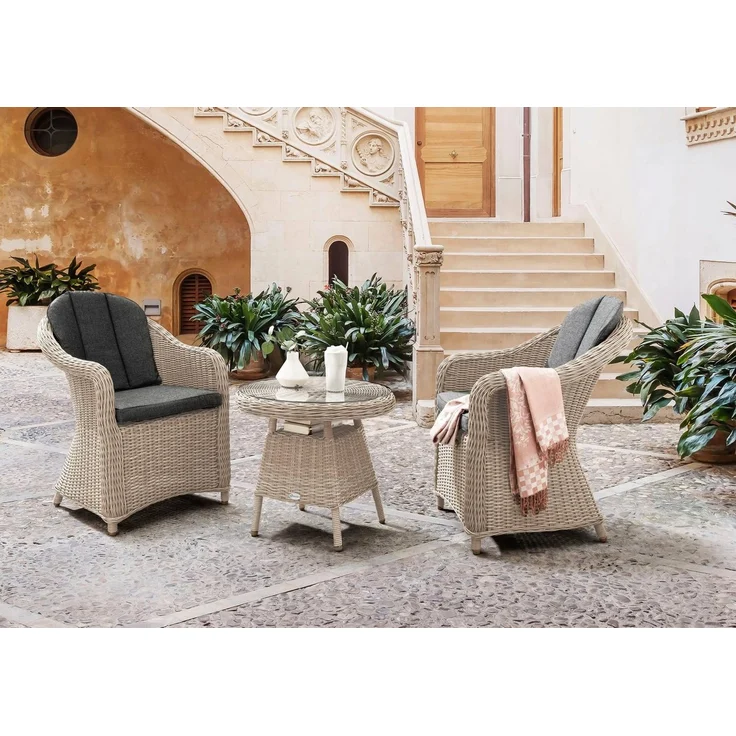 Destiny Balkonset MALAGA, (7-tlg, 2x Sessel, 1x Beistelltisch, inkl. Auflagen), Aluminium, Polyrattan – Bild 2