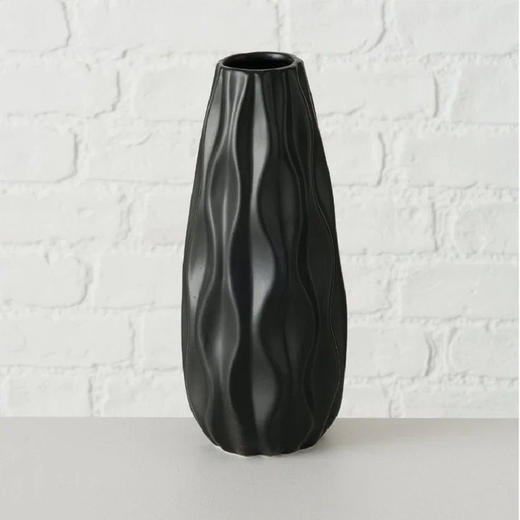 BOLTZE GRUPPE Dekovase 2er Set Vase Luana, schwarz, Steingut, matt – Bild 3
