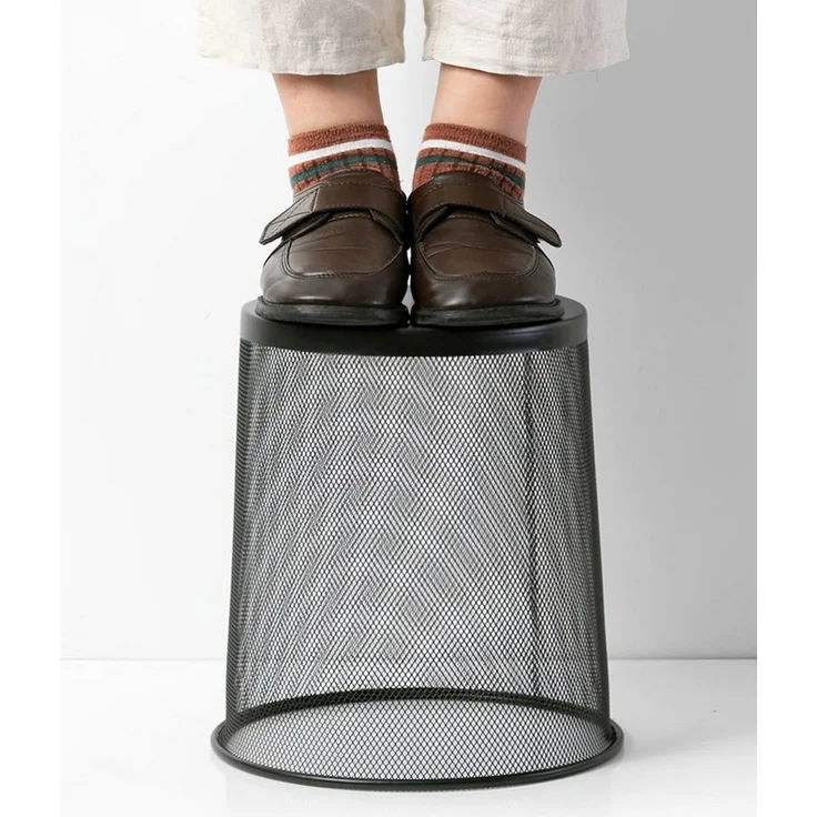 Sinoba Papierkorb Mülleimer Papierkorb Mesh aus Metall Höhe 34 cm 18 L rund, Drahtmetall, Schwarz – Bild 3