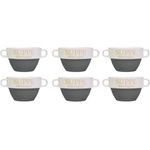 Riyashop Suppenschüssel 6er Set Suppentasse Grau aus Keramik Ø 13 cm mit Henkel  Hochwertige