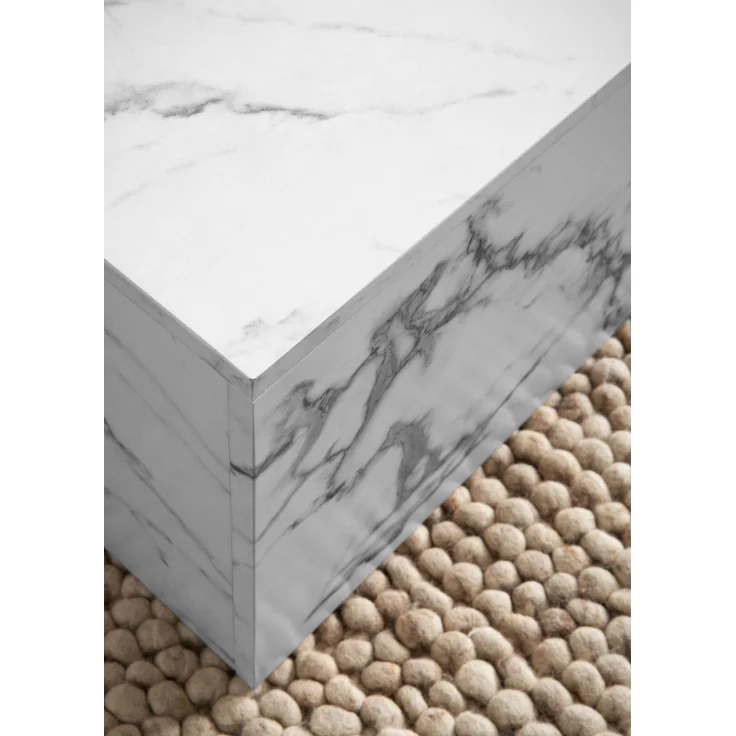 FINEBUY Couchtisch FB107240 Sofatisch Weiß 120 cm Marmor Optik Wohnzimmertisch Groß (Kaffeetisch Rechteckig, Sofatisch Weiß Modern), Wohnzimmertisch Marmor Optik, 120x60x40 cm MDF – Bild 5