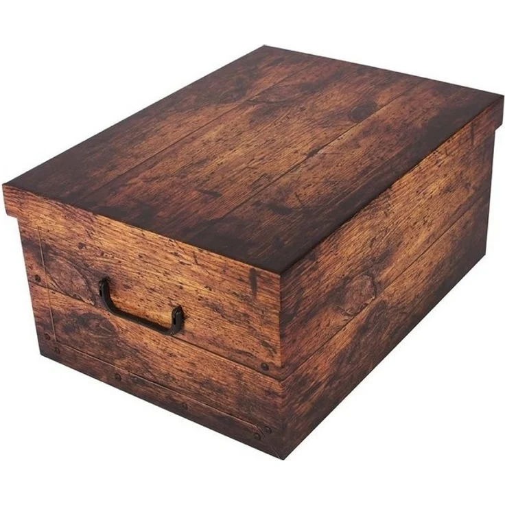 Kreher Aufbewahrungsbox Aufbewahrungsbox, Dekokarton - Motiv: Holz Dunkel – Bild 3