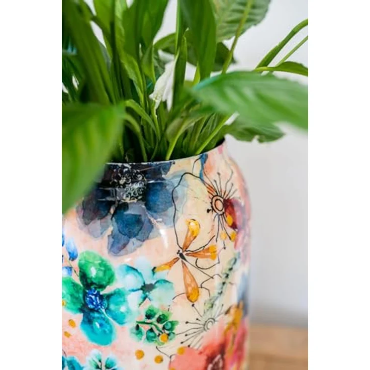 Ter Steege Blumentopf-Dekorative Vase Metall Mehrfarbig D 21 cm H 24 cm – Bild 3