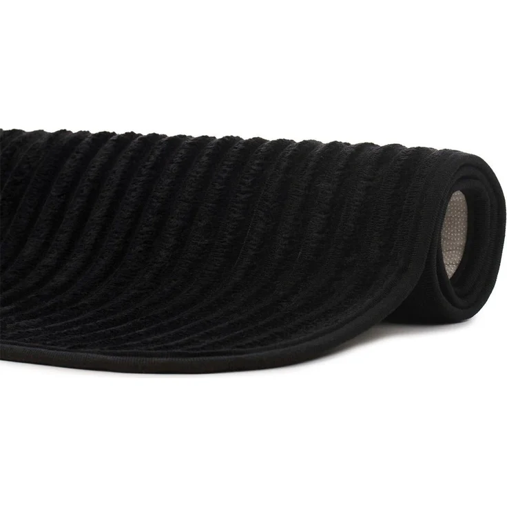 Gözze Badematte Berlin, Höhe 7 mm, rutschhemmend beschichtet, fußbodenheizungsgeeignet, Polyester, rechteckig, Badteppich, Uni Farben, Cord Optik, waschbar – Bild 3