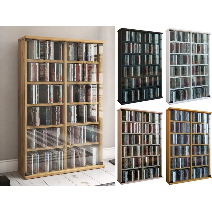 VCM CD / DVD Media Regal Roma 50437 Weiß H. 92 x B. 60 x T. 18 cm