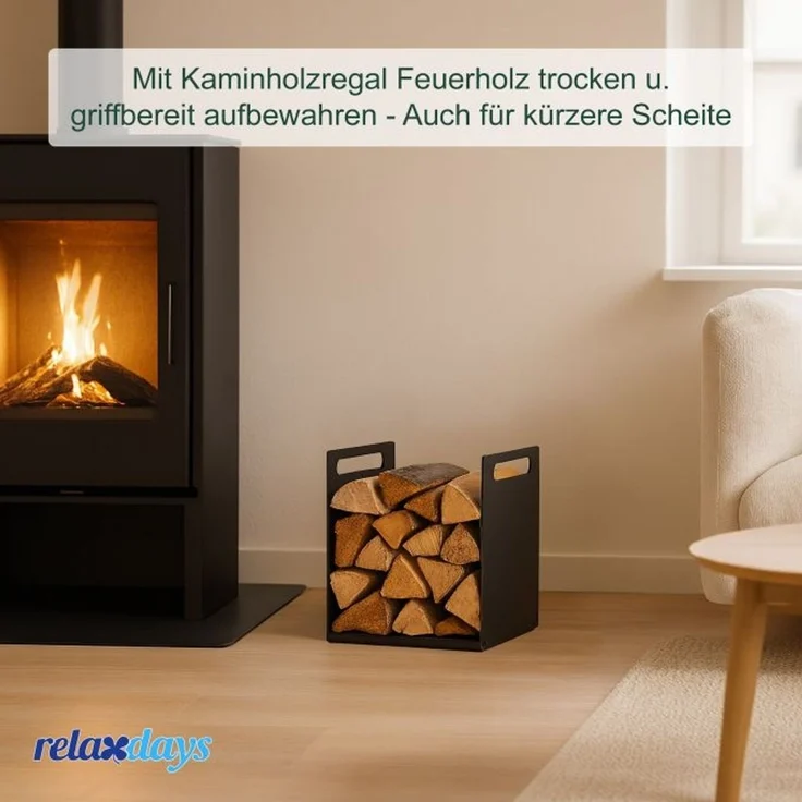 Relaxdays Modernes Kaminholzregal aus Metall – Bild 2
