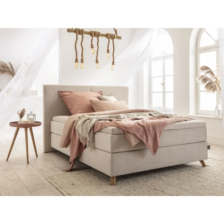 Boxspringbett SVENDBORG LF 140x200 cm beige Box-Spring-Bett Doppelbett – Bild 4
