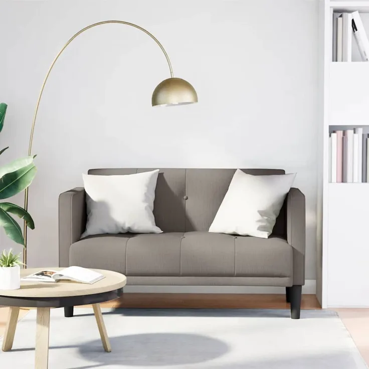 vidaXL Zweisitzer-Sofa Taupe 111 cm Stoff 4100564