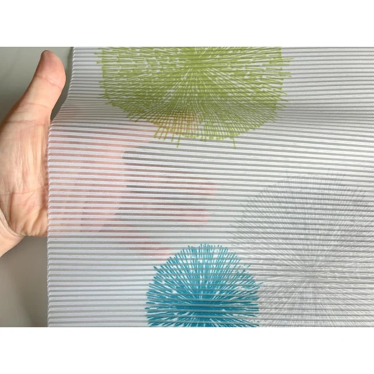 HOME WOHNIDEEN Scheibengardine 3-teiliges Mini Flächenvorhang Set Rawlins grün blau Scheibengardine (3 St), Stangendurchzug, halbtransparent – Bild 5