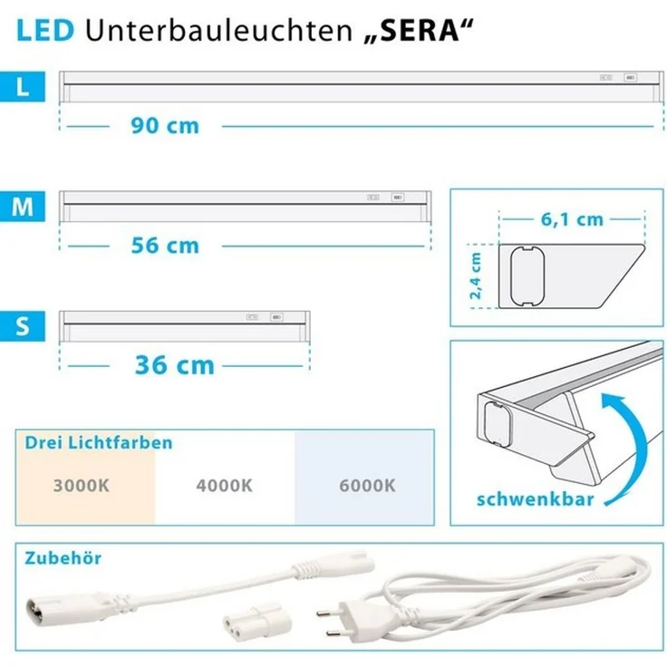 Maxkomfort LED Unterbauleuchte SERA, LED fest integriert, CCT, Unterbauleuchte – Bild 4
