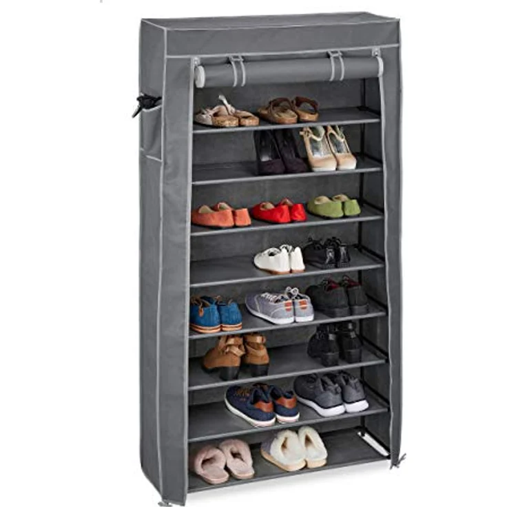 Relaxdays Schuhschrank Stoff, 9 Fächer für 36 Paar Schuhe, abnehmbarer Bezug, anthrazit, HxBxT 158 x 86 x 30 cm – Bild 1