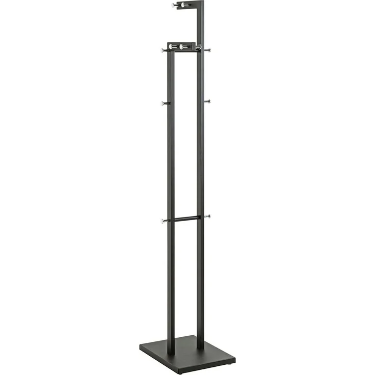 Haku Garderobenständer mit 14 Garderobenknöpfen aus Metall, schwarz-chrom, Stahlrohr, freistehend, 42x30x175 cm – Bild 1
