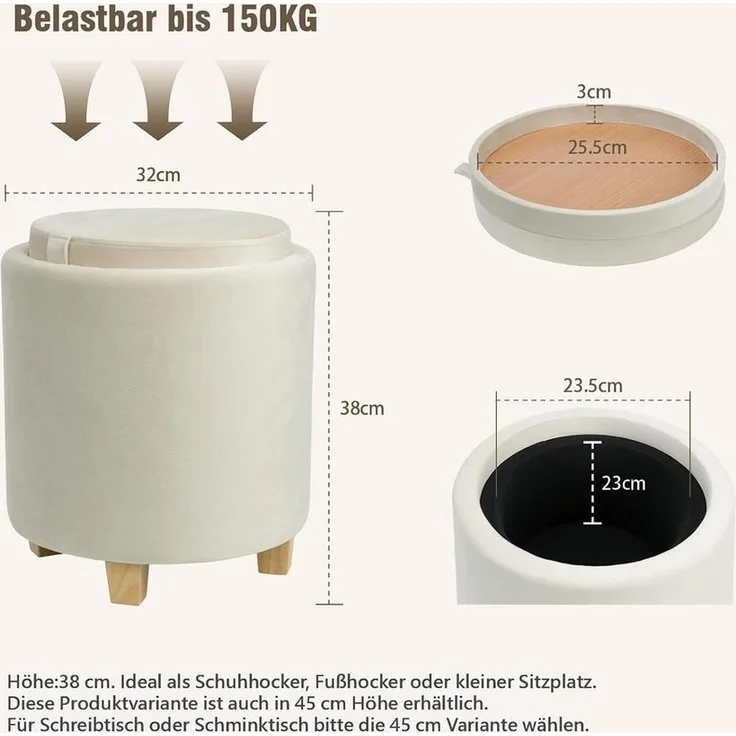 Zedelmaier Sitzhocker mit Stauraum, Schuhbank, klappbare Sitztruhe, Fußbank