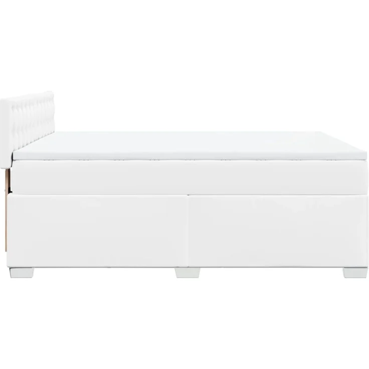 vidaXL Boxspringbett mit Matratze Weiß 140x190 cm Kunstleder 3288421 – Bild 11