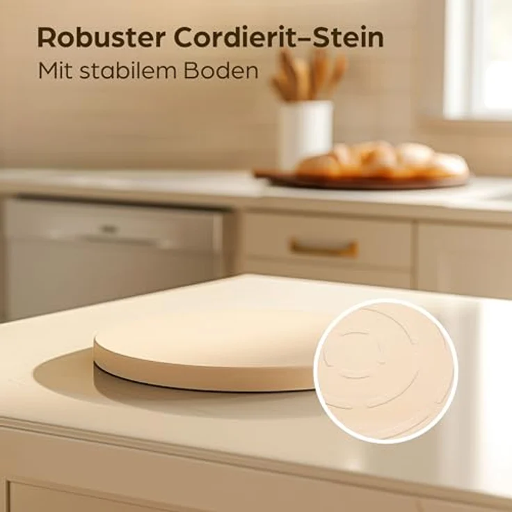 Praknu Pizzastein Pizzastein Rund 30 cm für Grill und Backofen - Für knusprigen Boden, Cordierit, (1-St), Für Knusprigen Boden - bis 900 °C - Wärme Speichernd – Bild 8