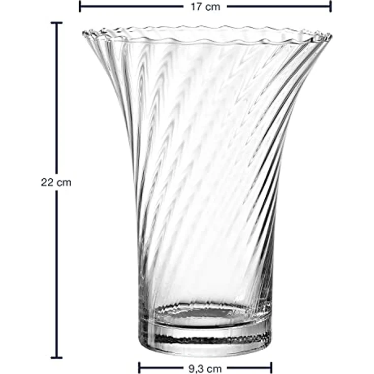 LEONARDO HOME Ravenna, Blumenvase aus 3D veredeltem Glas, handgefertigte geschwungene Glasvase, Unikat, Höhe: 22 cm, transparentes Klarglas – Bild 3