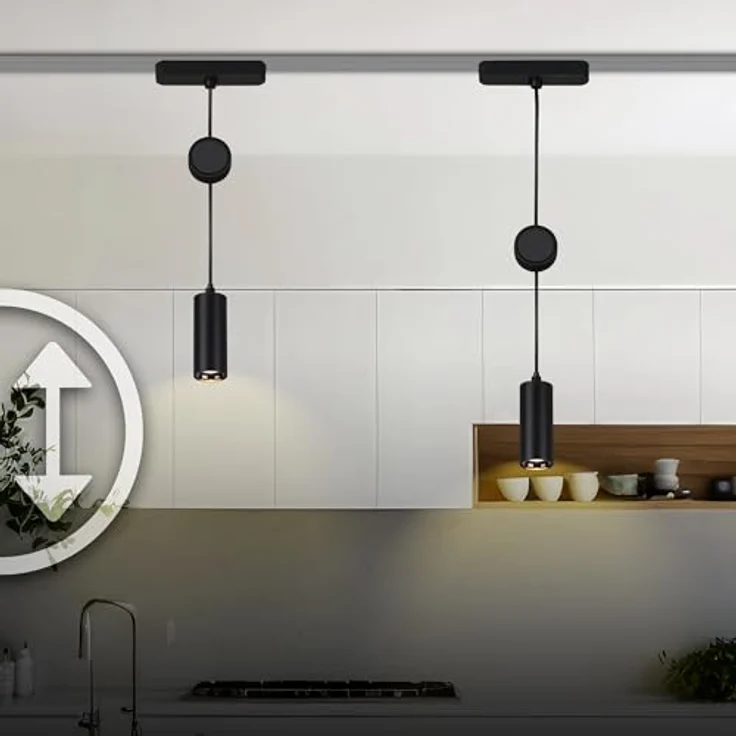Briloner Luxtrail Schienensystem, Komplettset mit 4x schwenkbaren LED Spots und 2x höhenverstellbaren LED Pendel, Schwarz, 3m – Bild 6