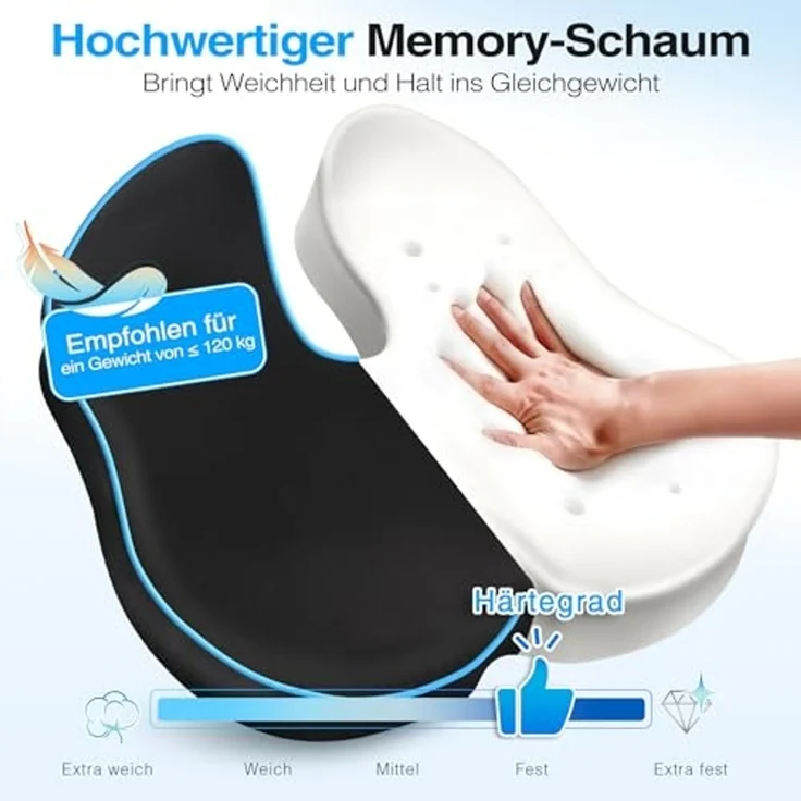 POPOLIC Sitzkissen Sitzkeilkissen für Bürostuhl & Autositz – Ergonomisch 46 x 38 x 10 cm – Bild 2