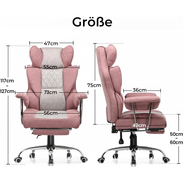 GTPLAYER Gaming-Stuhl Gaming Stuhl, Gamer Stuhl, Ergonomischer Bürostuhl Stoffoberfläche (Packung), Schreibtischstuhl Chefsessel mit Fußstütze höhenverstellbar kunstleder – Bild 3