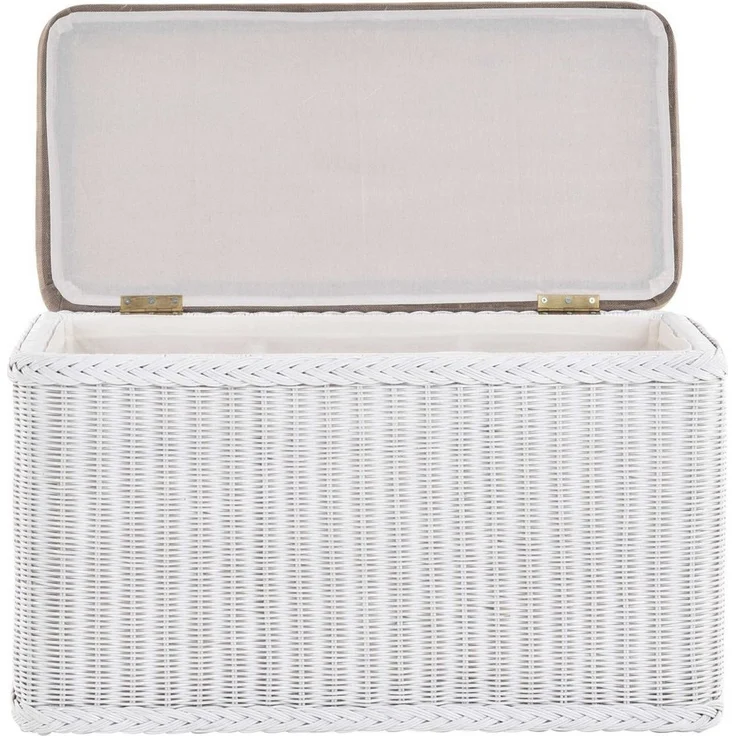 Krines Home Wäschetruhe Rechteckige Truhe Sitztruhe gepolstert mit Deckel Natur-Rattan (Wäschebox mit Inlett), Sitzbank mit Stauraum – Bild 3