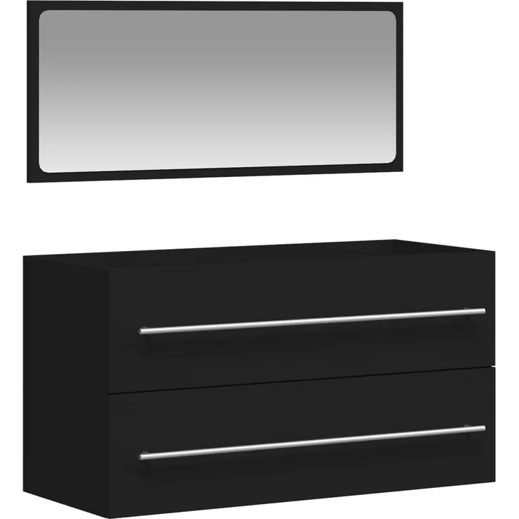 vidaXL Badschrank mit Spiegel Schwarz Holzwerkstoff 833880