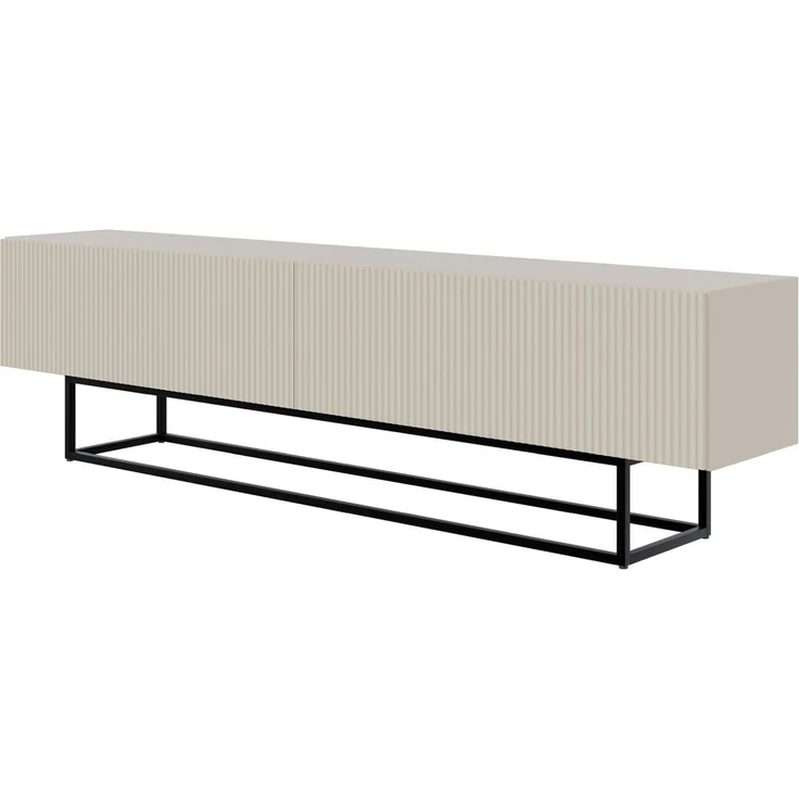 Selsey 'Veldio' TV-Lowboard 2-türig, greige mit schwarzem Metallgestell, ca. 46 x 175 x 32 cm – Bild 1