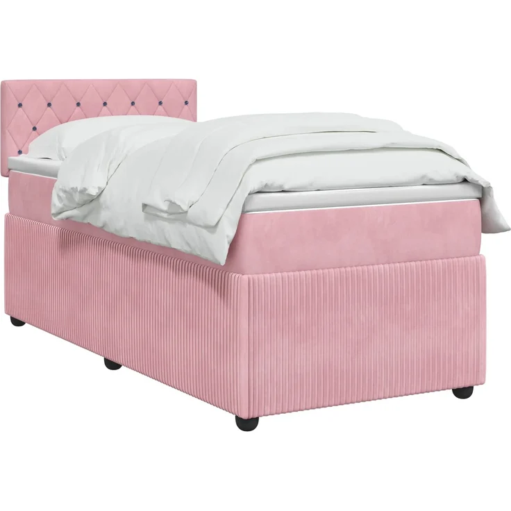 vidaXL Boxspringbett mit Matratze mit Kopfteil Rosa 90 x 200 cm Samt 3451600 – Bild 3